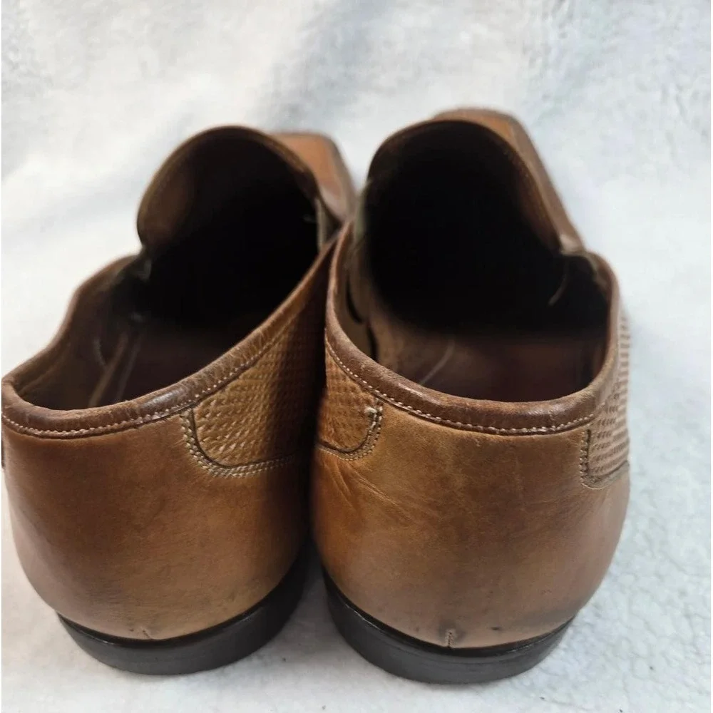MAGNANNI MEN'S COGNAC PERFORATED‎ LEATHER LOAFER SHOES MADE IN SPAIN 42 US 8.5 M